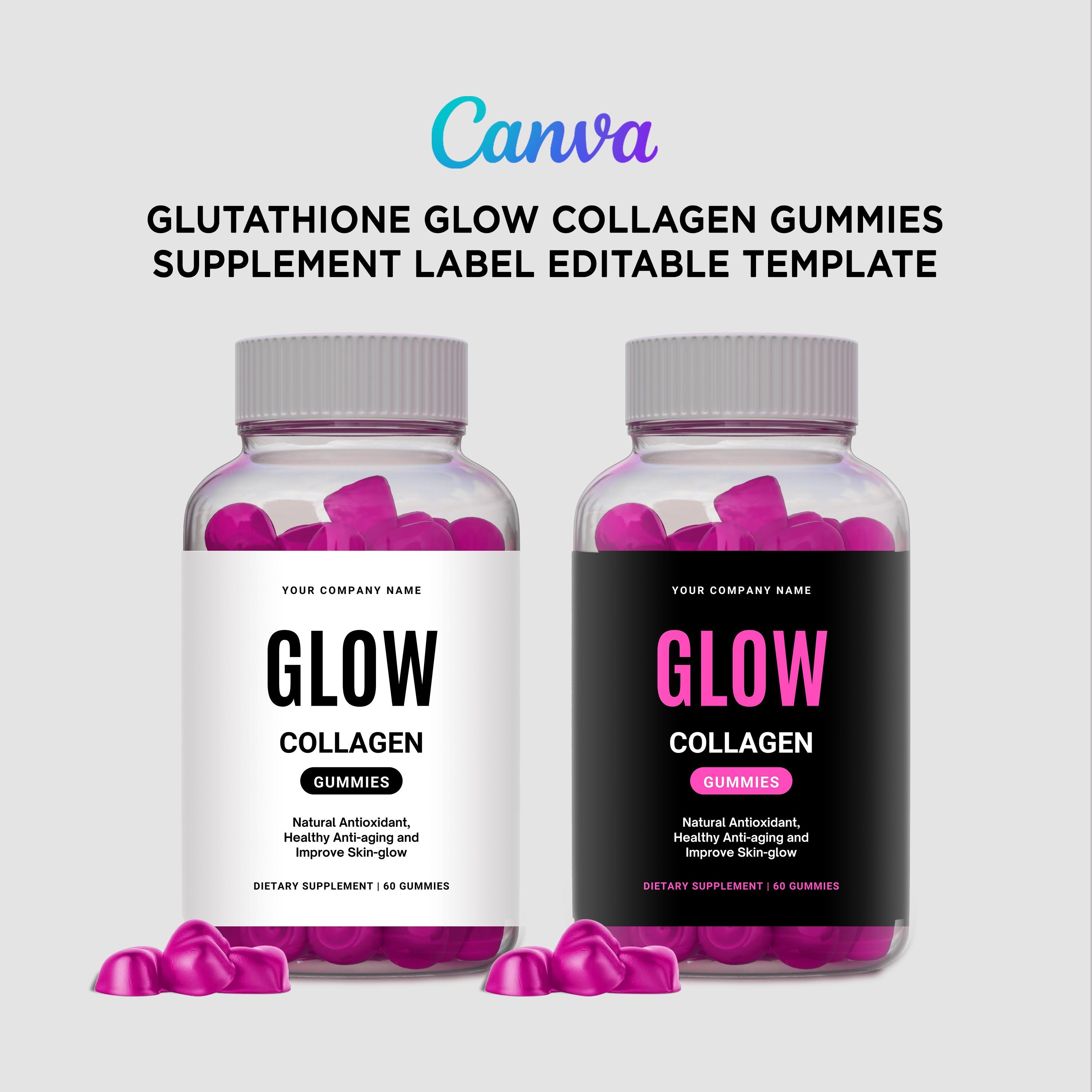 glutathione collagen glow gummies side effects Glutathione Gummy Label, Glow Collagen Gummies Design, Skin Vitamin  Supplement Label, Editable Pill Bottle Supplement Facts Template Canva