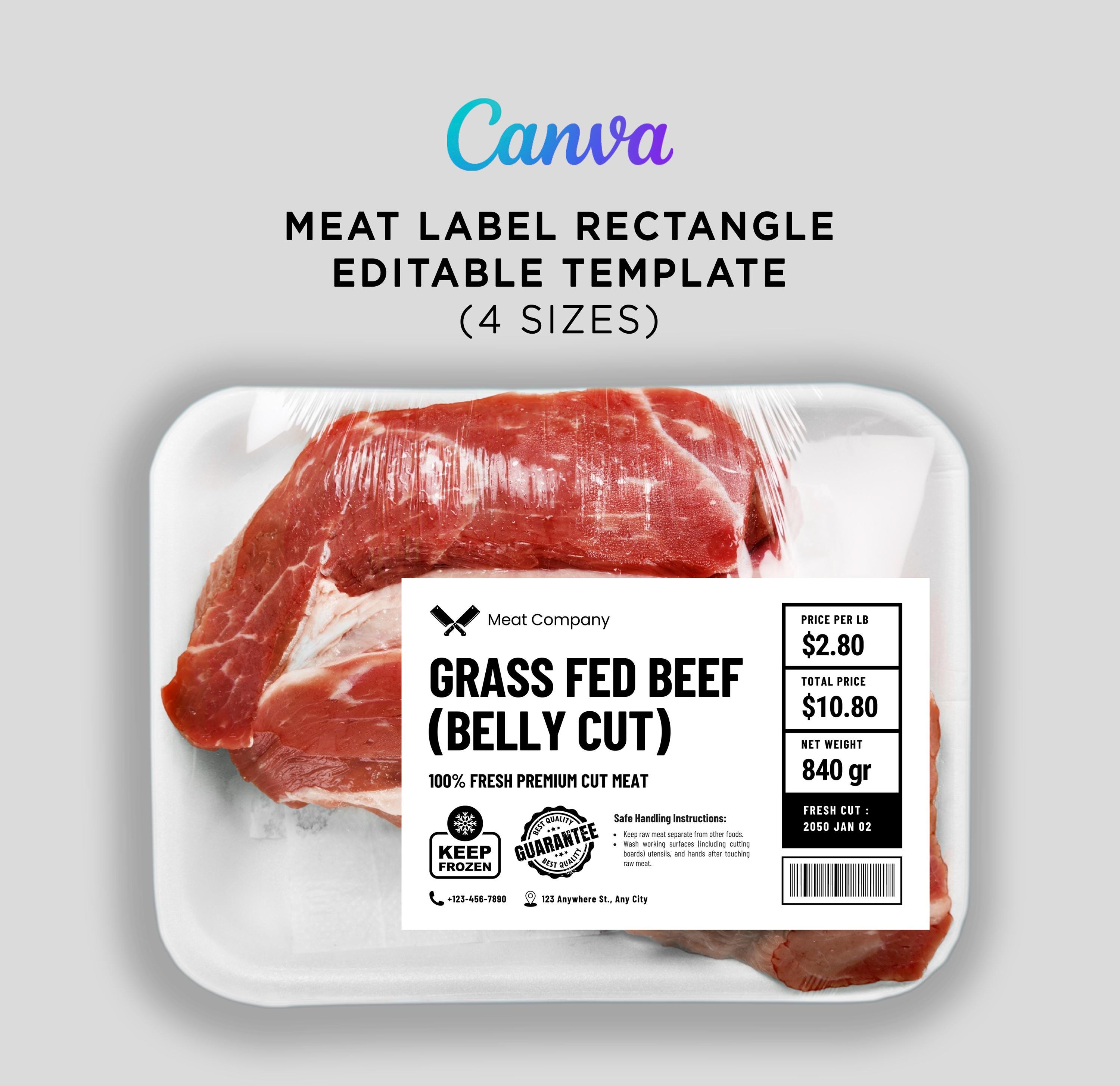 Butcher Shop Meat Label Templates: Editable Canva Design (3x2, 4x2.5 ...