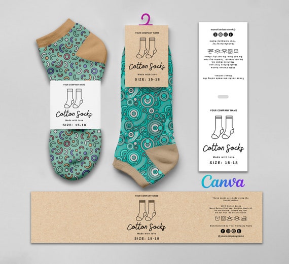 Printable Sock Wrap Labels, Cotton Socks Label Designs, Handmade Socks  Labels, Socks Fold Label, Sock Tags, Socks Editable Template at Canva - Etsy