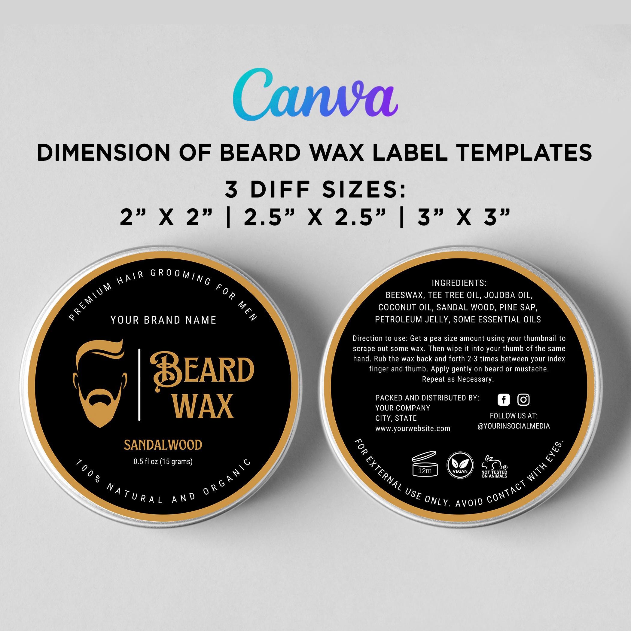 Printable Beard Wax Label, Beard Balm Round Label, Men Care Label ...
