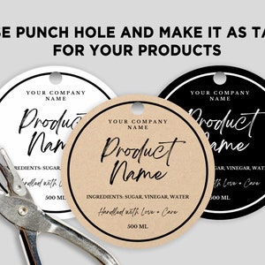 Printable Round Label, Canning Lid Label, Homemade Labels, Circle ...