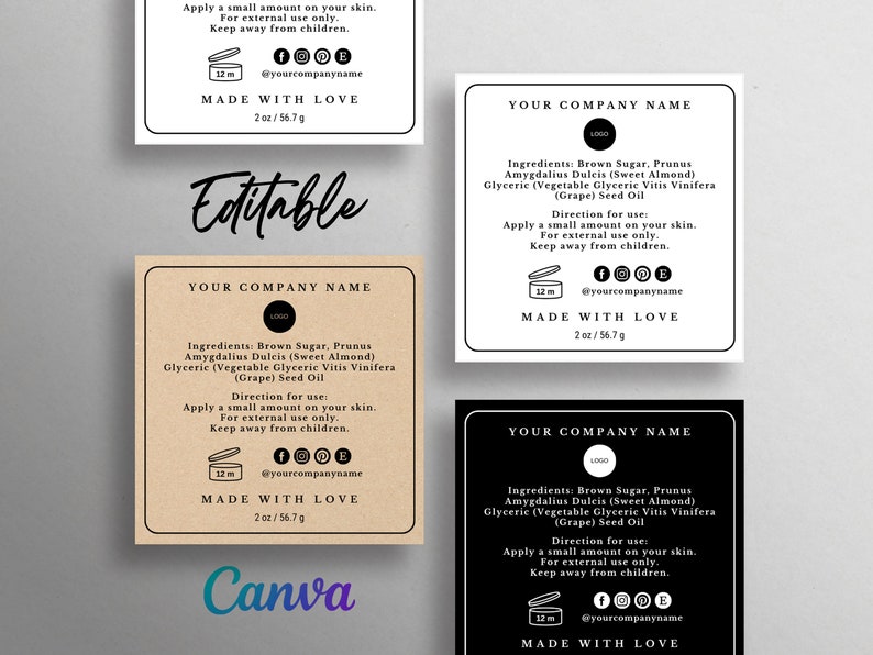Product Ingredients Square Label, Ingredients Back Square Label ...