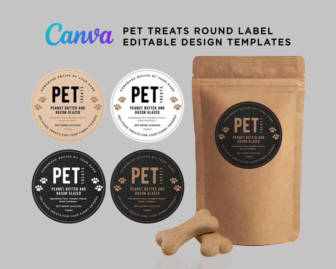 Pet Treats Label, Pet Treats Round, Dog Treats Packaging Labels, Pet ...