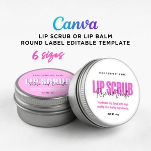 Handmade Lip Scrub Labels, Sugar Lip Scrub Labels, Lip Scrub Label, Lip Scrub Jars, Lip Scrub Tin Can, Lip Scrub Template Editable at Canva
