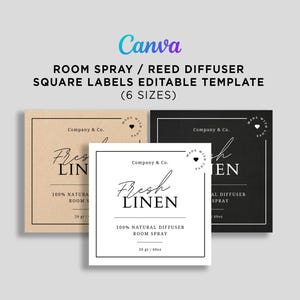 Car Diffuser Labels, Hanging Diffuser Labels, Linen Labels, Room Spray Labels, Car Freshener Labels, Diffuser Label Template Editable Canva