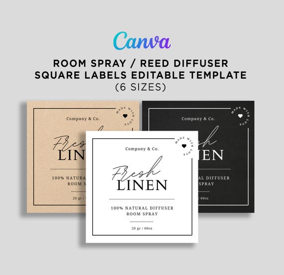 Car Diffuser Labels, Hanging Diffuser Labels, Linen Labels, Room Spray Labels, Car Freshener Labels, Diffuser Label Template Editable Canva