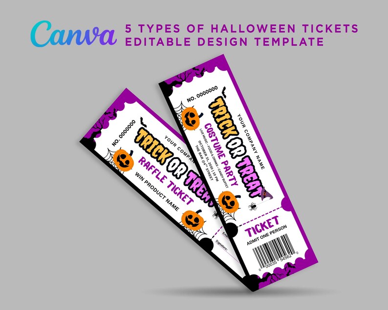 5 Types of Editable Halloween Ticket Template, Printable Halloween ...