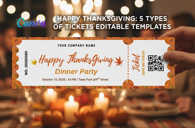 5 Types of Thanksgiving Ticket Sets, Happy Thanksgiving Templates ...