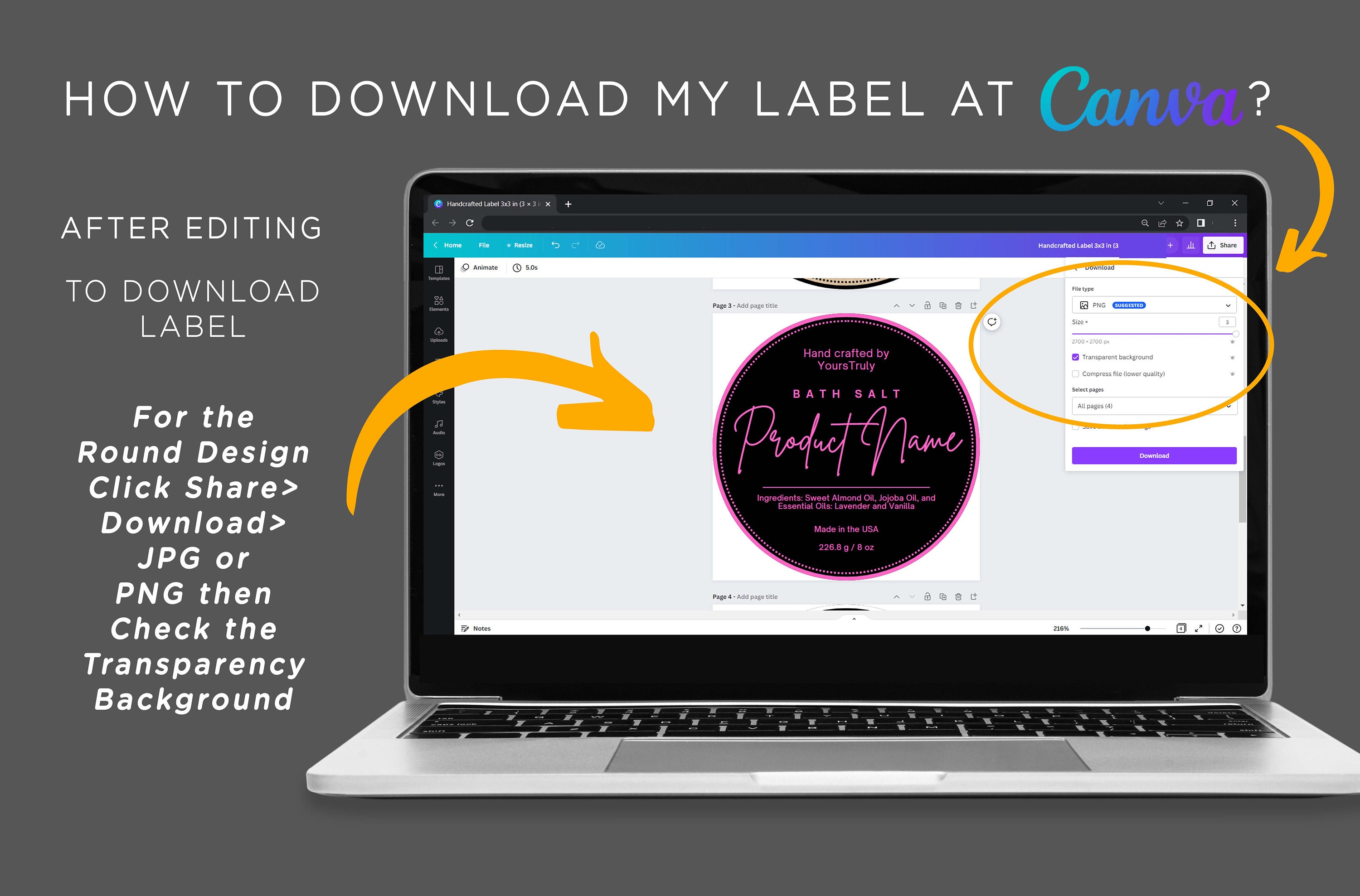 Click Label Template Editable Circle Label, Simple Natural Round Label Sticker Editable ...