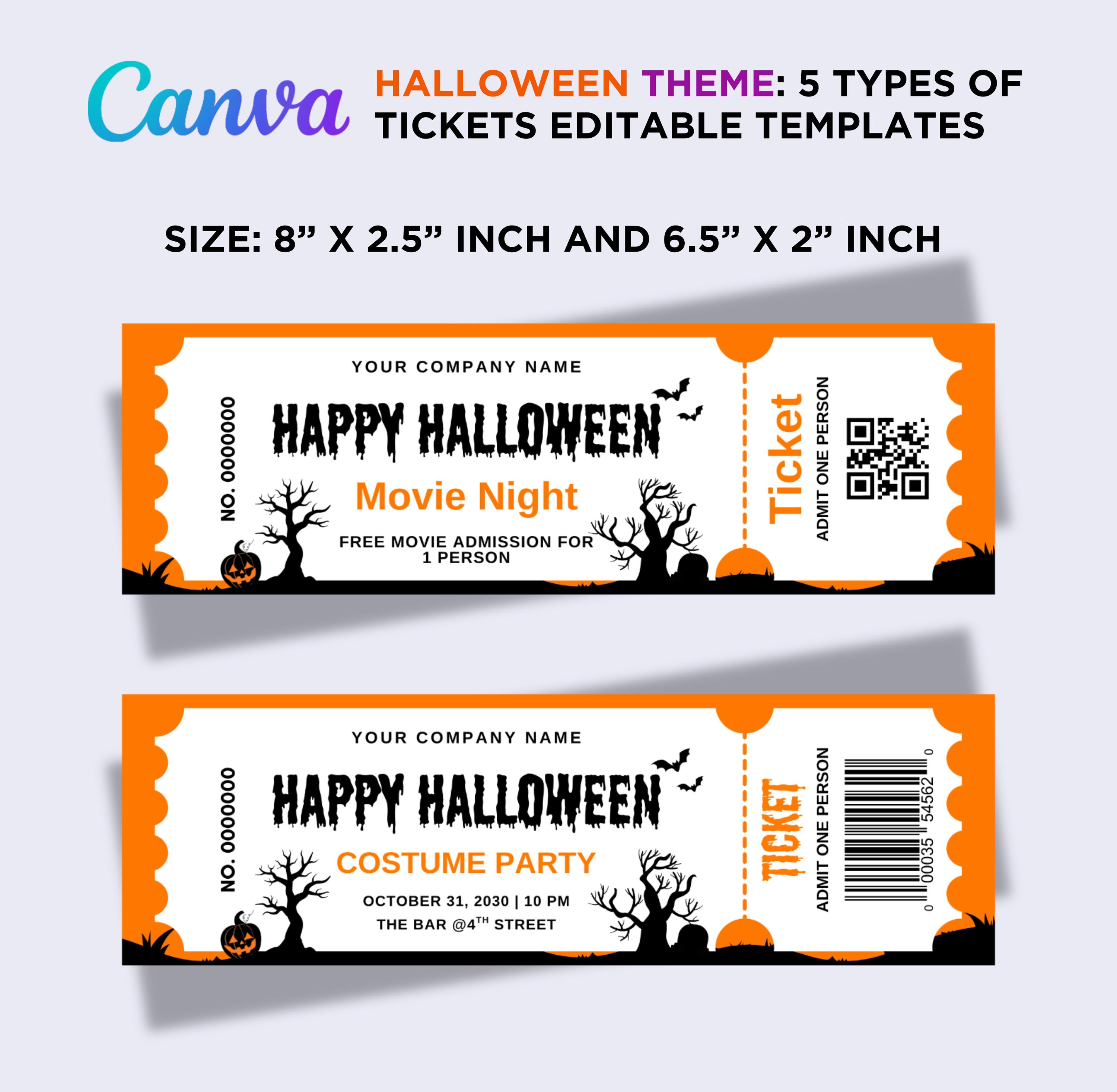 Editable Halloween Ticket Template: Spooky Party Invitation (digital ...