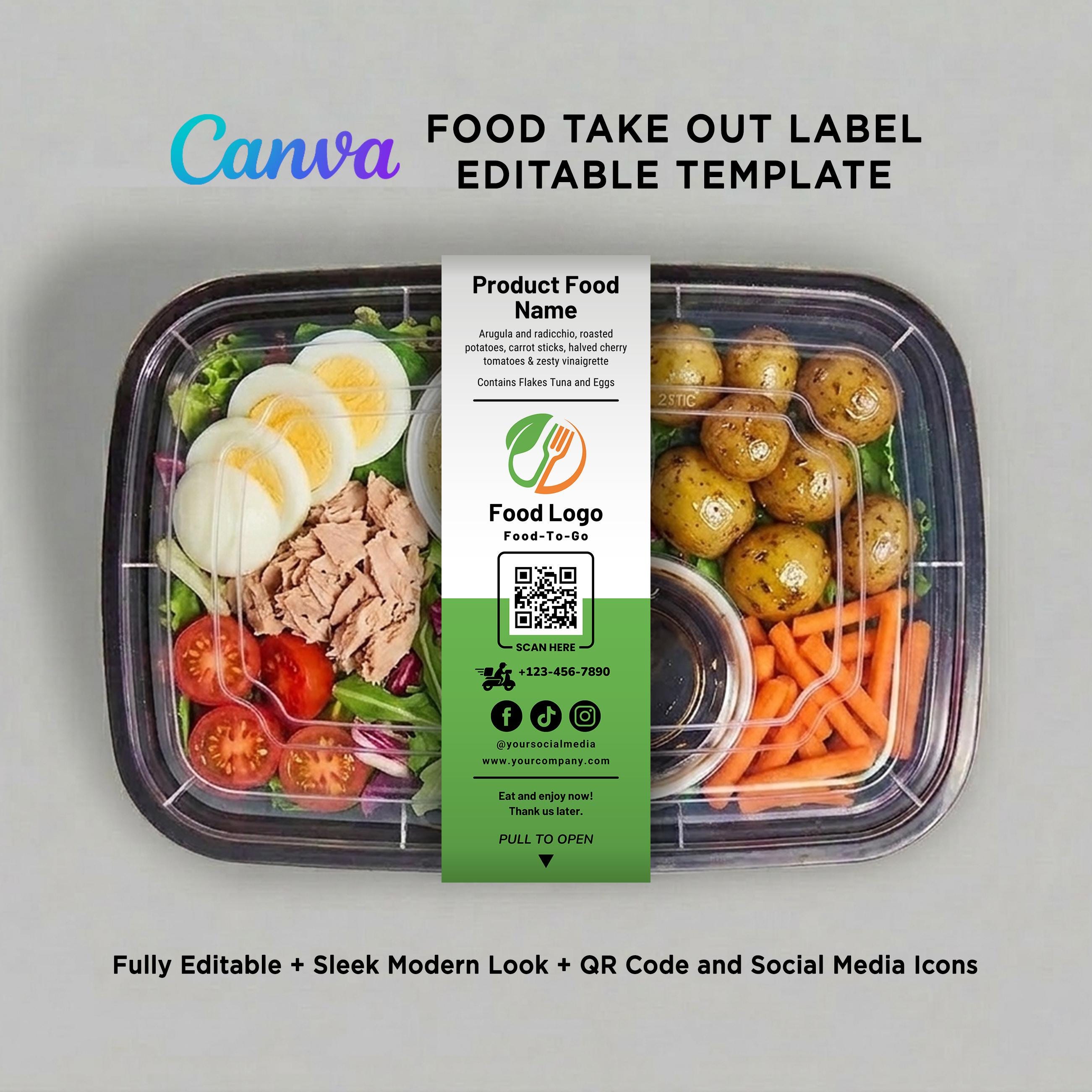 Printable Food Container Label, Fresh Salad Labels, Take Out Box Label ...