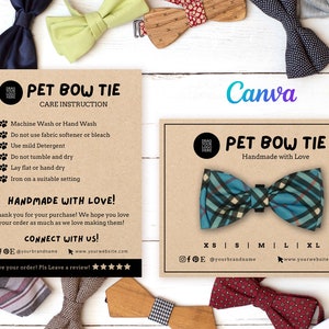 Printable Pet Bow Card Labels, Pet Bow Tie Business Card, Dog Bow Tie Collars, Pet Bow Tie Label Editable Template Canva, Ready to Print PDF