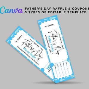 Modèle de toile modifiable Billet de cinéma pour la fête des pères, billet de cinéma pour la fête des pères, spa pour la fête des pères, coupon pour les pères, billets de tombola de la fête des pères