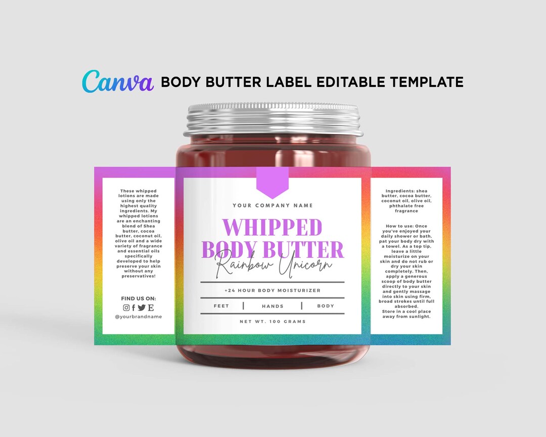 Whipped Body Butter Wrap Labels, Whipped Body Butter Sticker Label