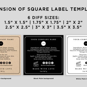 Product Ingredients Square Label, Ingredients Back Square Label ...
