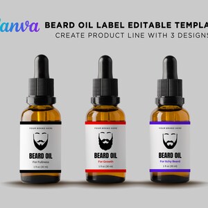 Printable Beard Oil Labels, Beard Oil Serum Bottle Dropper Label, Beard ...