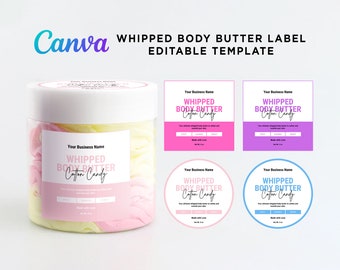 Editable Whipped Body Butter Label Design, Cotton Candy Body Butter Label, Printable Whipped Body Butter Design Editable Template at Canva