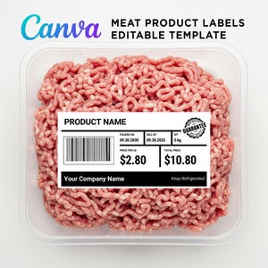Meat Label, Butcher Labels, Homemade Product Meat Labels, Sausage Label, Meat Packaging, Rectangle Label, Meat Labels Template Canva
