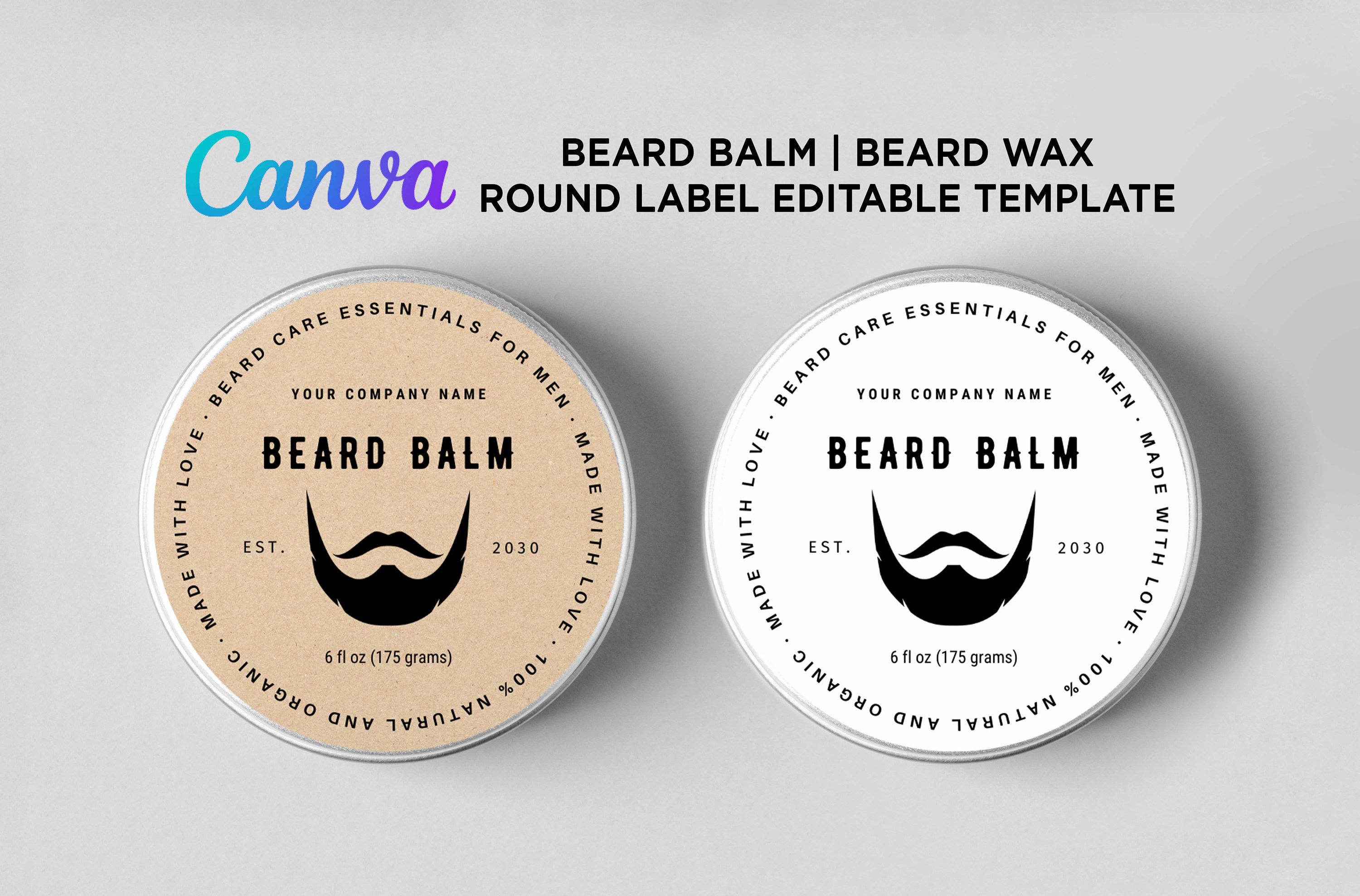 Beard Balm Labels, Beard Wax Tin Can, Beard Balm Label Sticker, Beard ...