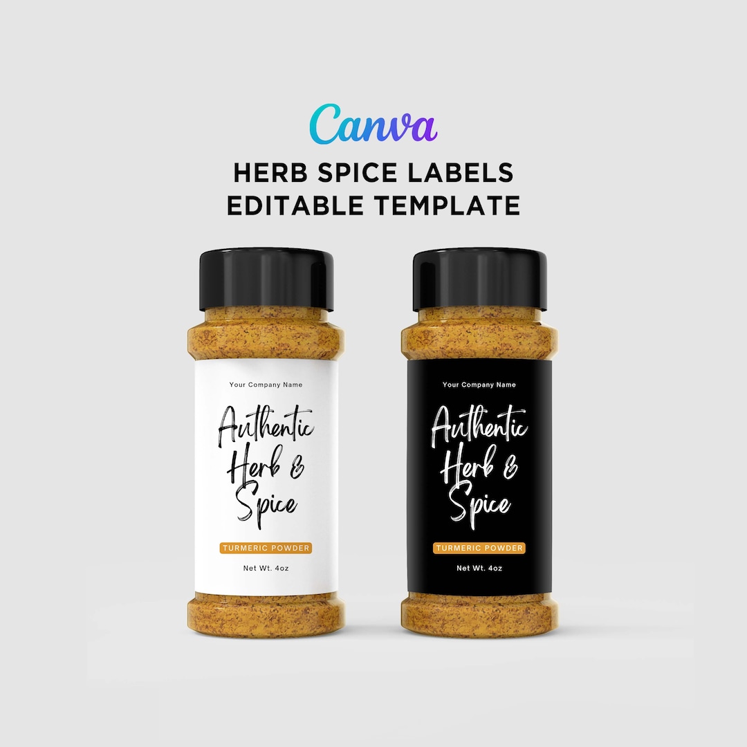 Printable Authentic Herb and Spice Label, Turmeric Powder Labels, Herb