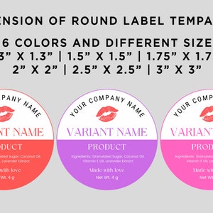 Printable Lip Balm Round Label Sticker, Lip Scrub Labels, Cosmetic Lip ...