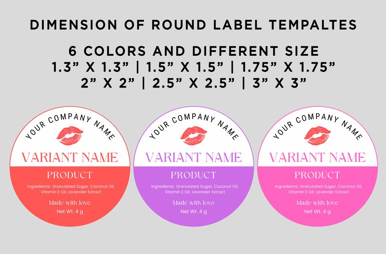 Printable Lip Balm Round Label Sticker Lip Scrub Labels Etsy