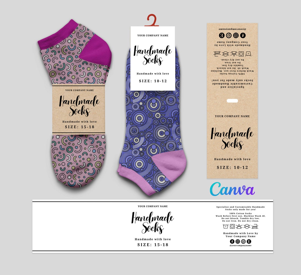 Printable Handmade Socks Wrap Labels Cotton Socks Label Etsy