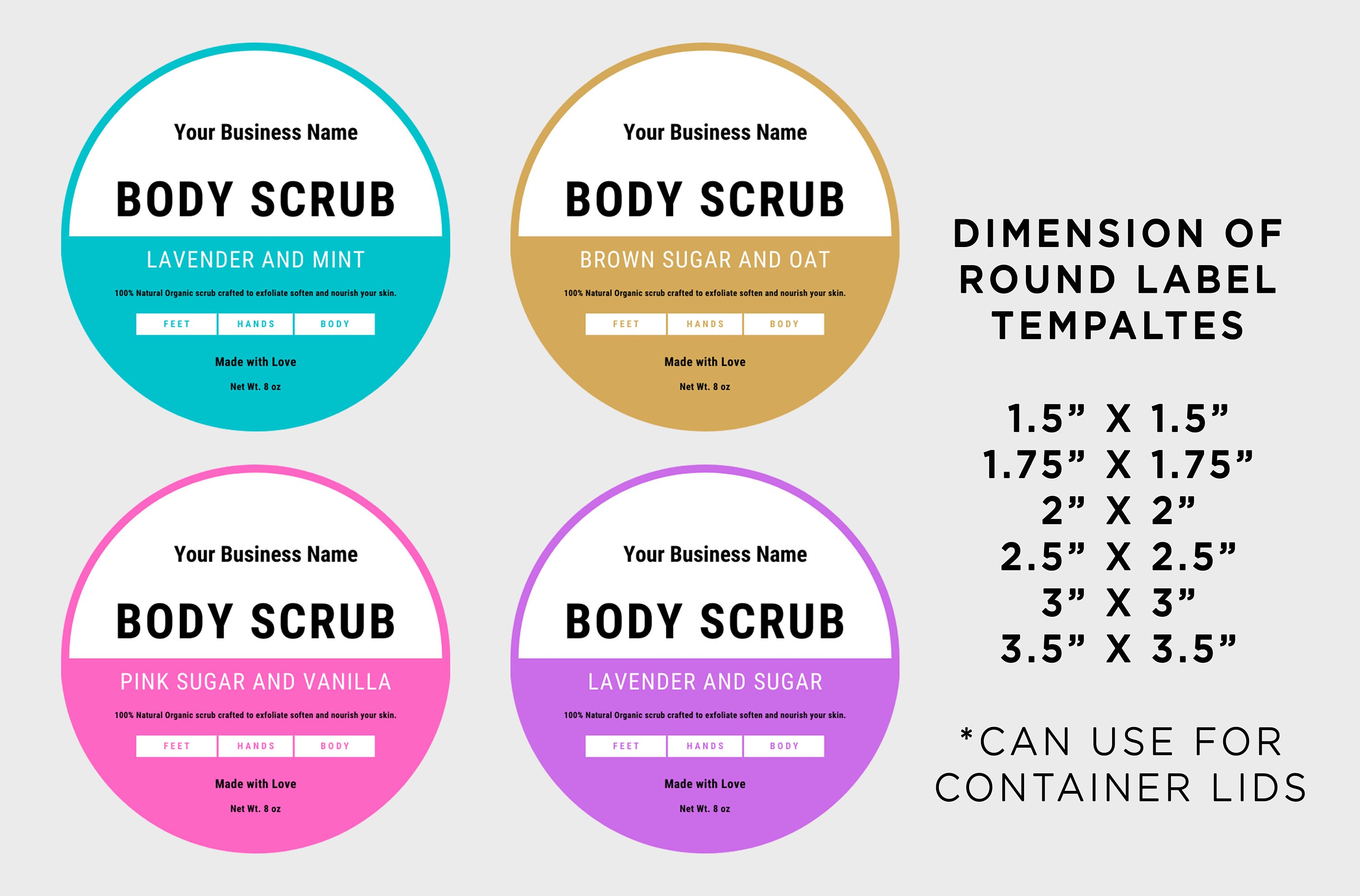 Scrub Ink Order Form Editable Body Scrub Label for Low Profile Jars, Sugar Scrub Label ...