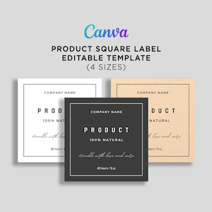 Square Labels for Homemade Products, Jar Square Labels, Product Square Labels, Pickle Jar Labels, Food Labels Editable Template at Canva
