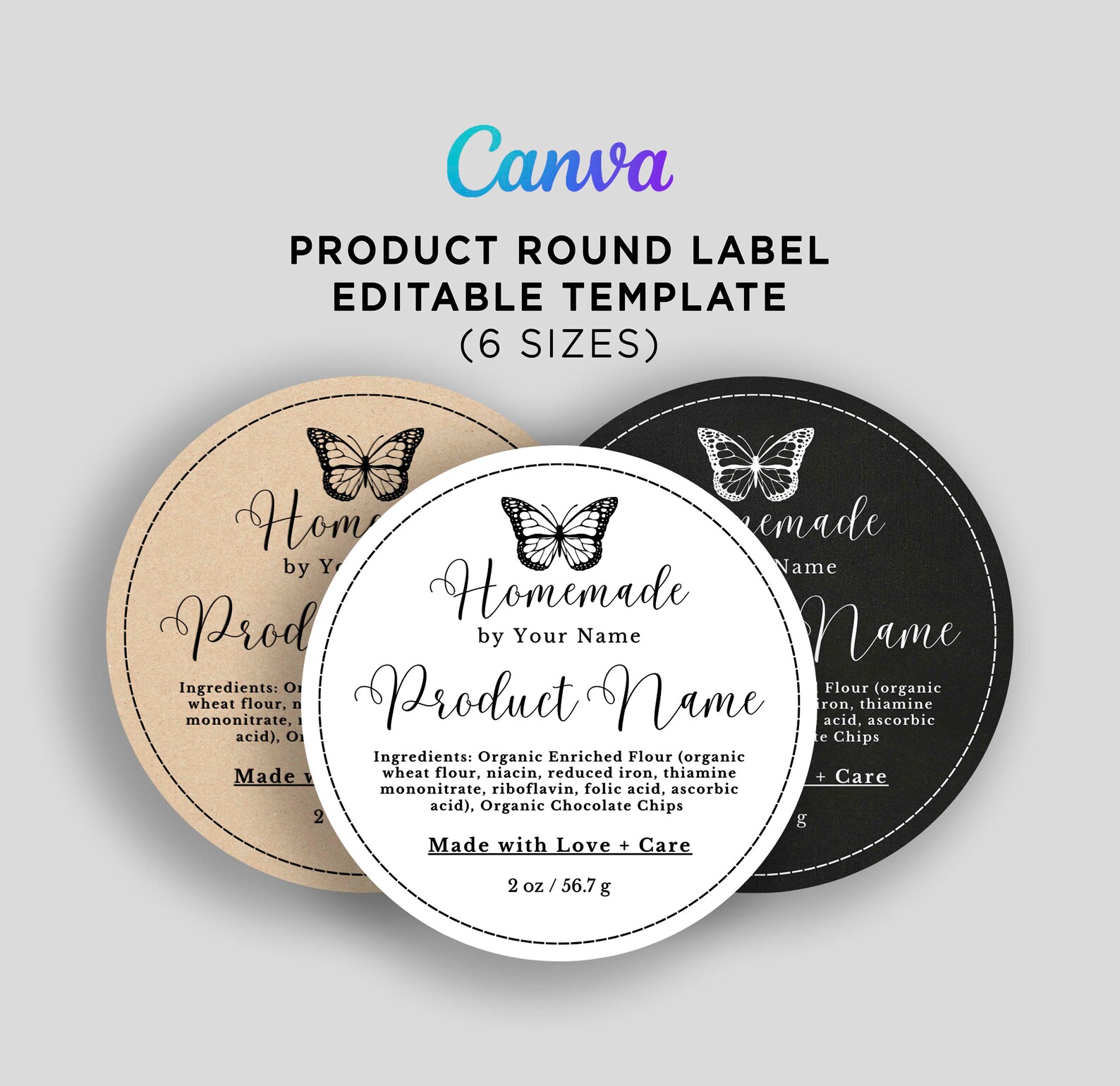 Product Label, Ingredients Label, Round Label, Homemade Labels, Made ...