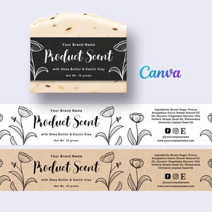 Printable Soap Label, Organic Artisan Soap Label, Custom Soap, Soap Sleeves Label, Editable Digital Template Canva.