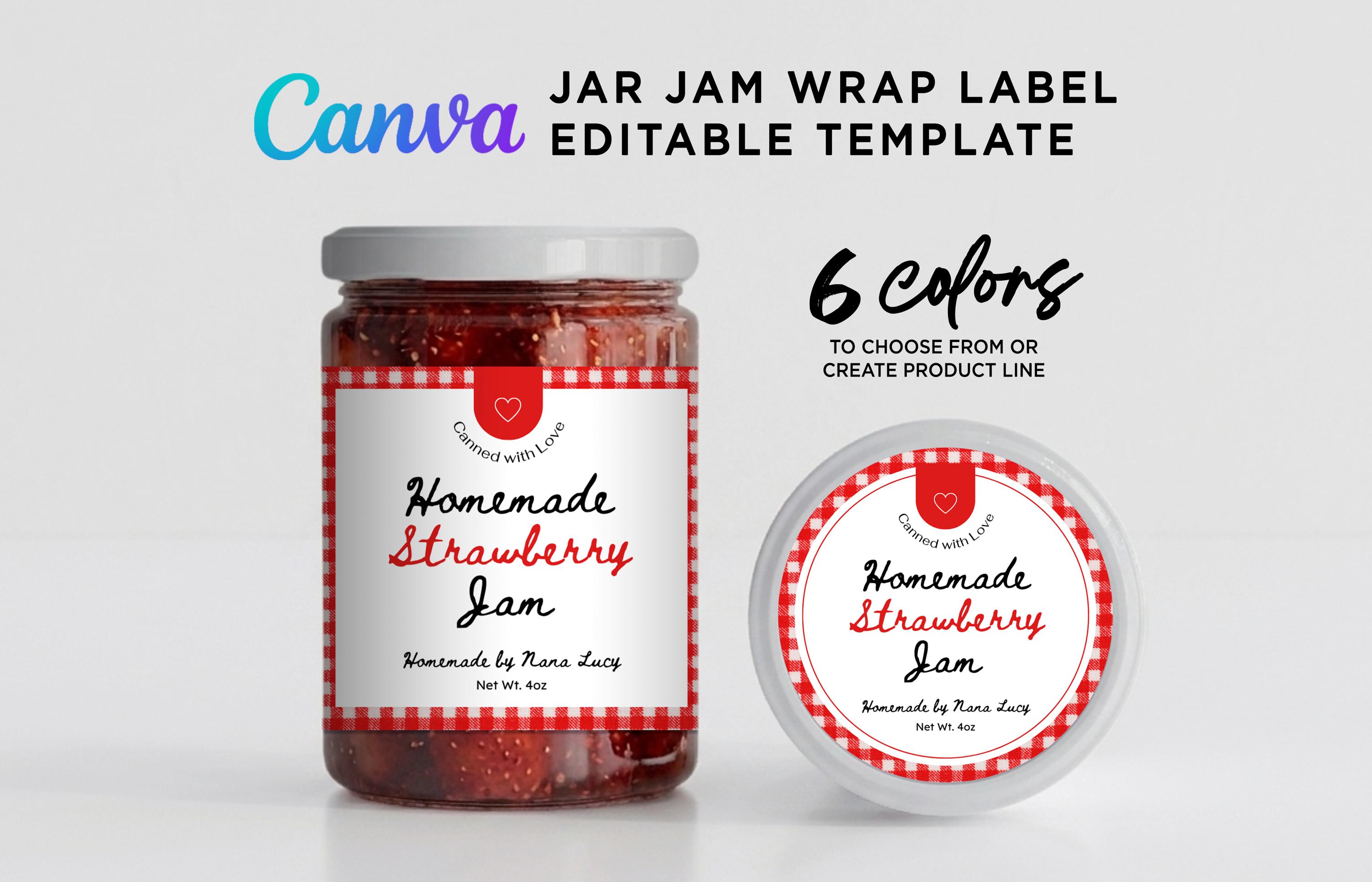 Wrap Labels for Jam, Round Label for Canning Jar, Homemade Jam Labels ...
