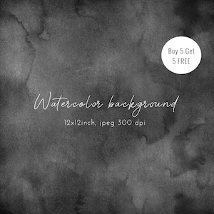 Dark Abstract Watercolor Background: Black Texture Digital Paper (12x12 inch JPEG)