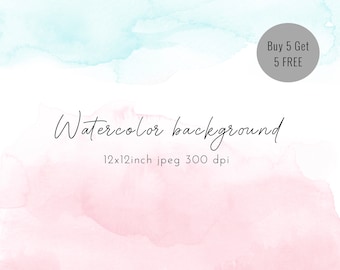 Pink & Blue Watercolor Background: Digital Paper Texture (12x12 inch JPEG)