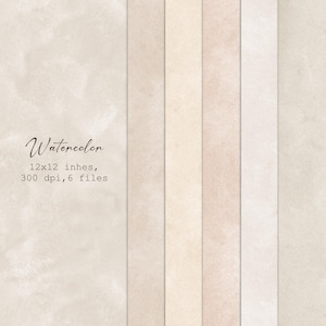 May include: Six vertical panels of watercolour paper in a range of neutral tones, from light beige to cream. The image includes the word "Watercolor" in cursive script, and the dimensions "12x12 inches".