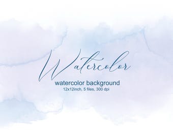 Blue Watercolor Texture Background: Abstract Digital Paper (12x12 inch JPEG)
