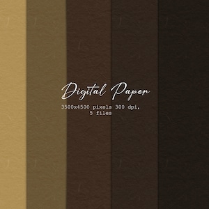 May include: A digital paper design featuring five vertical panels in varying shades of brown and tan. The text "Digital Paper" is written in a cursive font. Additional text indicates the paper dimensions and number of files.