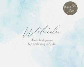 Blue Watercolor Texture Background: Abstract Digital Paper (12x12 inch JPEG)