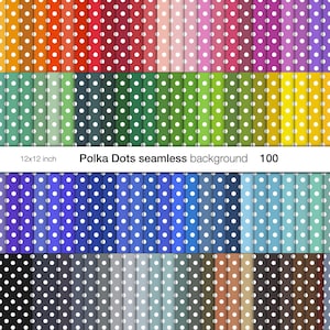 100 Polka Dot Digital Paper: Seamless Rainbow, Pastel, Neutral Patterns (Digital Download)