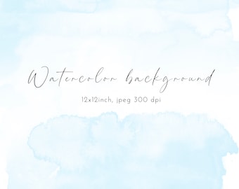 Blue Watercolor Texture Background: Abstract Digital Paper (12x12 inch JPEG)