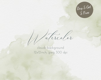 Sage Green Watercolor Texture Background: Abstract Clipart (JPEG)