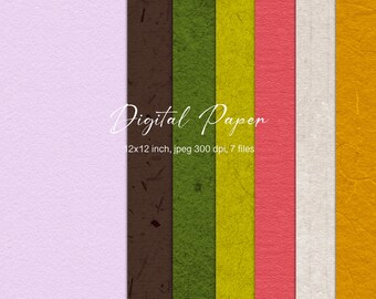 Cozy Paper Textures, Handmade Neutral Scrapbook Backgrounds, Kraft 7-file JPEG Set,