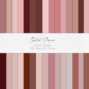 30 Solid Color Digital Paper Pack, Beige Colours Printable Background, Plain Scrapbook, 12x12 Papers, Seamless Solid Colorful Set Of 30