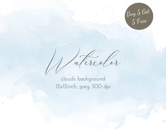 Blue Watercolor Texture Background: Abstract Digital Paper (12x12 inch JPEG)