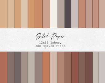 Beige Solid Color Digital Paper Pack: 12x12 Scrapbook Backgrounds (JPEG Downloadable Set of 30)