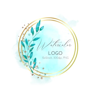 Logo Fond PNG - Turquoise Stroke Aquarelle Gold Frame Clipart - Aquarelle Splash - Utilisation commerciale