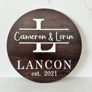 Personalized Round Monogram Wood Sign, Personalized Wedding Gift Last Name Established Sign,Personalized Family Sign Anniversary Couple Gift
