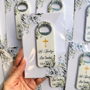 Baptism Favor Bottle Opener Magnet, Baptism Gift For Guests, Mi Bautizo, Religious Gift, Baby Dedication Gift, Baptism Party Favors