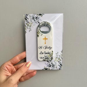 Baptism Favor Bottle Opener Magnet, Baptism Gift For Guests, Mi Bautizo, Religious Gift, Baby Dedication Gift, Baptism Party Favors