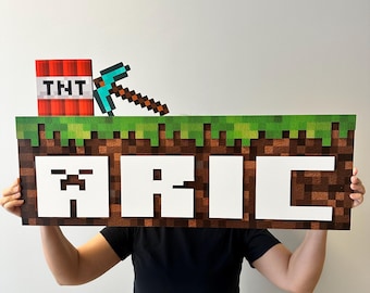 Custom Kids Room Bed Headboards, Mining Birthday Party Decorations, Mining Wall Hanging, Gaming Room Wall Decor, Mining